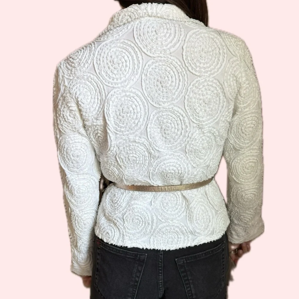 D&Y White Textured Cotton Jacket - Picture 2 of 3